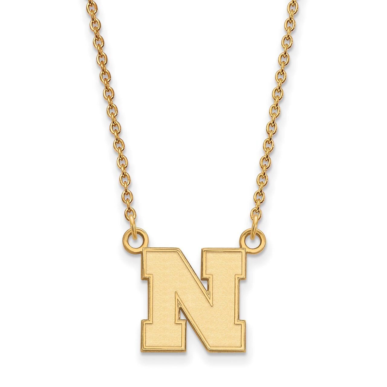 University of Nebraska Small Pendant with Chain Necklace 14k Yellow Gold 4Y073UNE-18