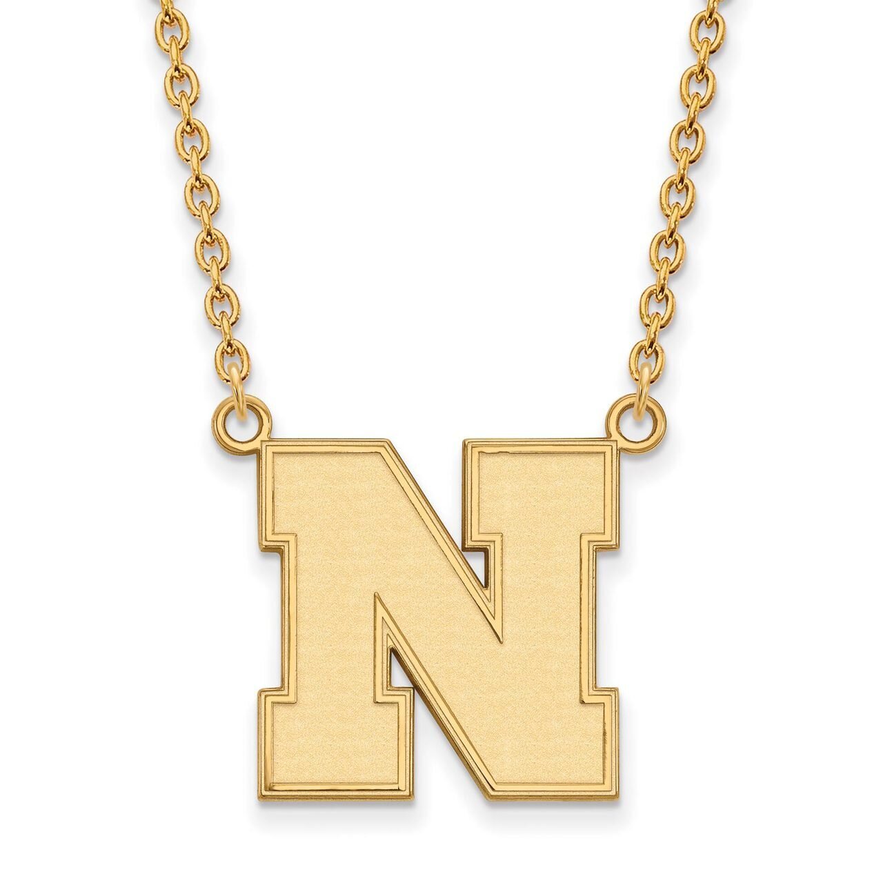 University of Nebraska Large Pendant with Chain Necklace 14k Yellow Gold 4Y074UNE-18