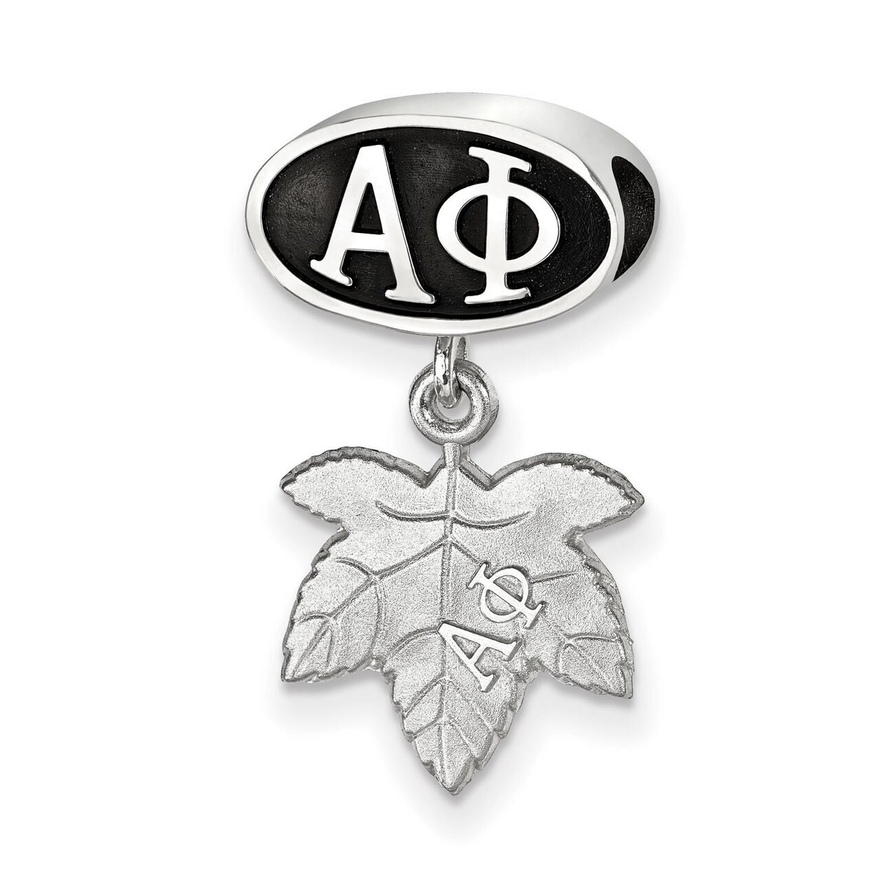 Alpha Phi Bead with Ivy Leaf Dangle Sterling Silver APH004BD-SS