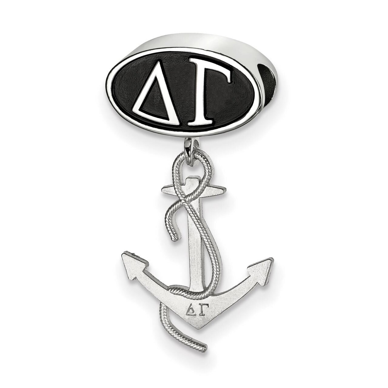 Delta Gamma Oval Bead with Anchor Dangle Sterling Silver DG004BD-SS