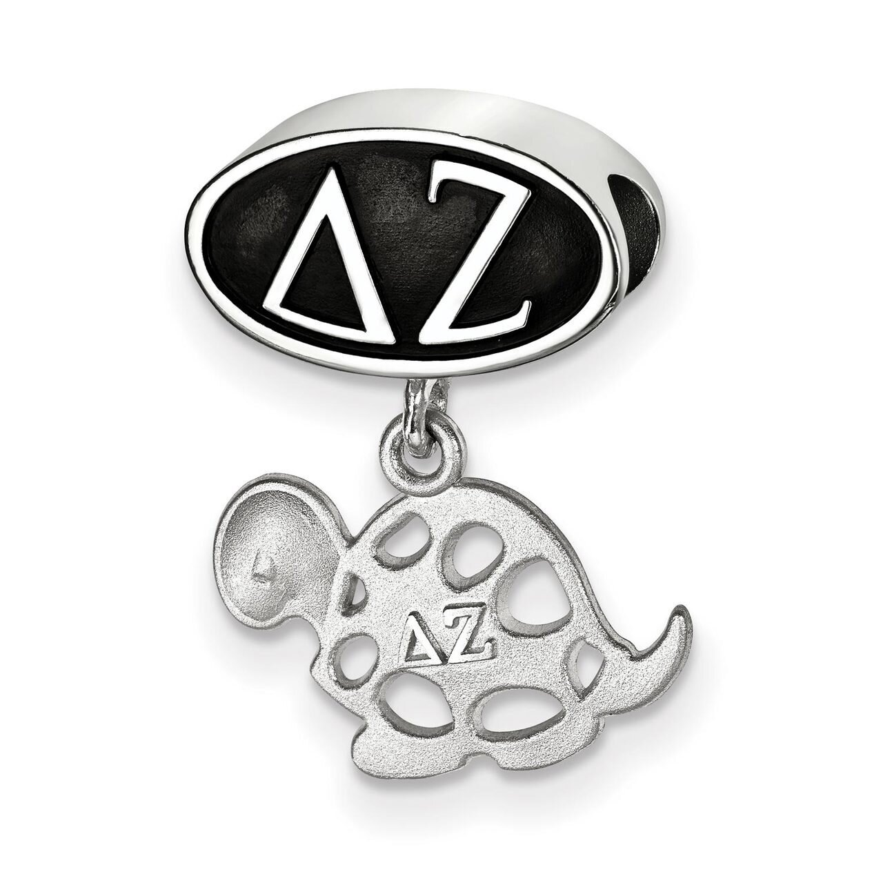 Delta Zeta Oval Bead with Turtal Dangle Sterling Silver DZ004BD-SS, MPN: DZ004BD-SS, 634401955340