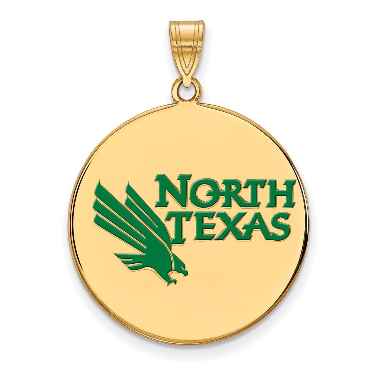 University of North Texas XLarge Enamel Disc Pendant Gold-plated Silver GP003UNT