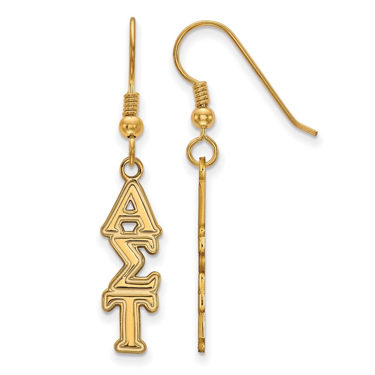 Alpha Sigma Tau Dangle Medium Earrings Gold-plated Silver GP004ALS, MPN: GP004ALS, 191101099632