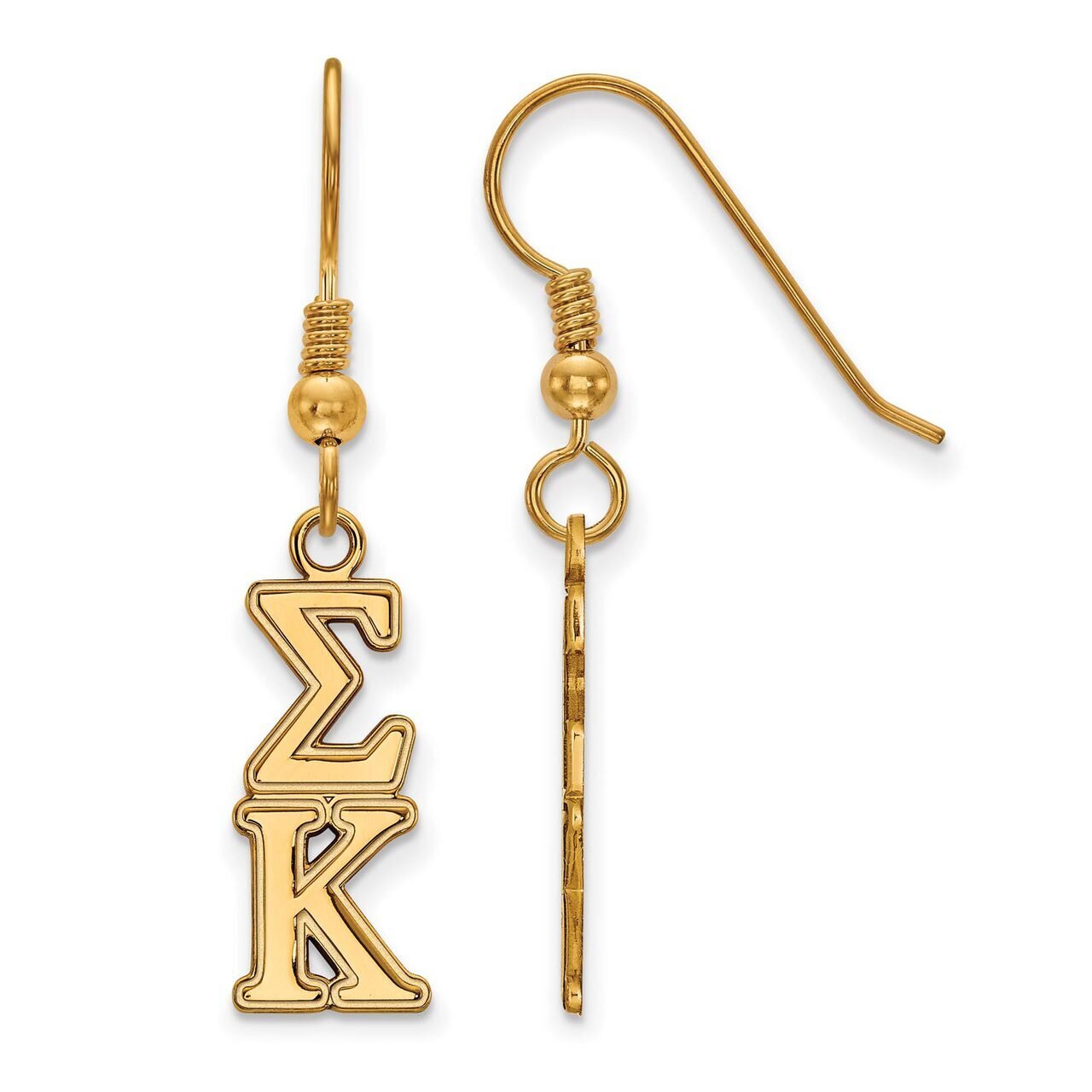 Sigma Kappa Dangle Medium Earrings Gold-plated Silver GP004SKP, MPN: GP004SKP, 886774898933