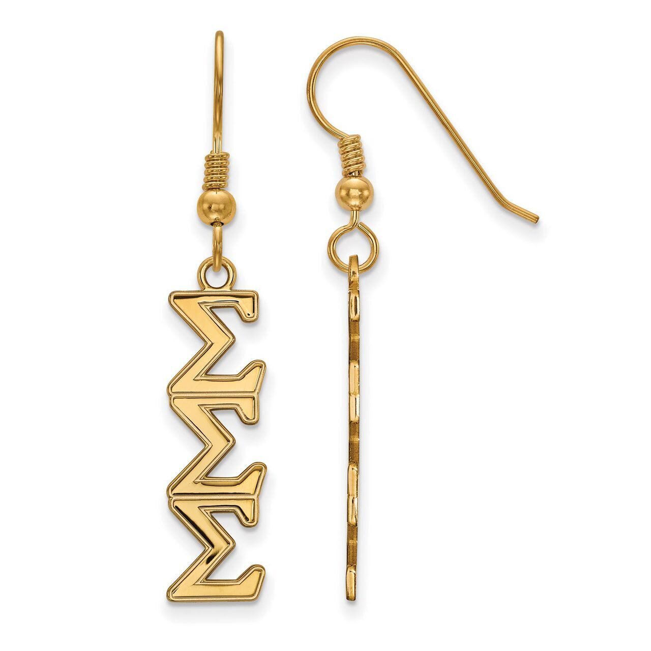 Sigma Sigma Sigma Dangle Medium Earrings Gold-plated Silver GP004SSS, MPN: GP004SSS, 886774898995