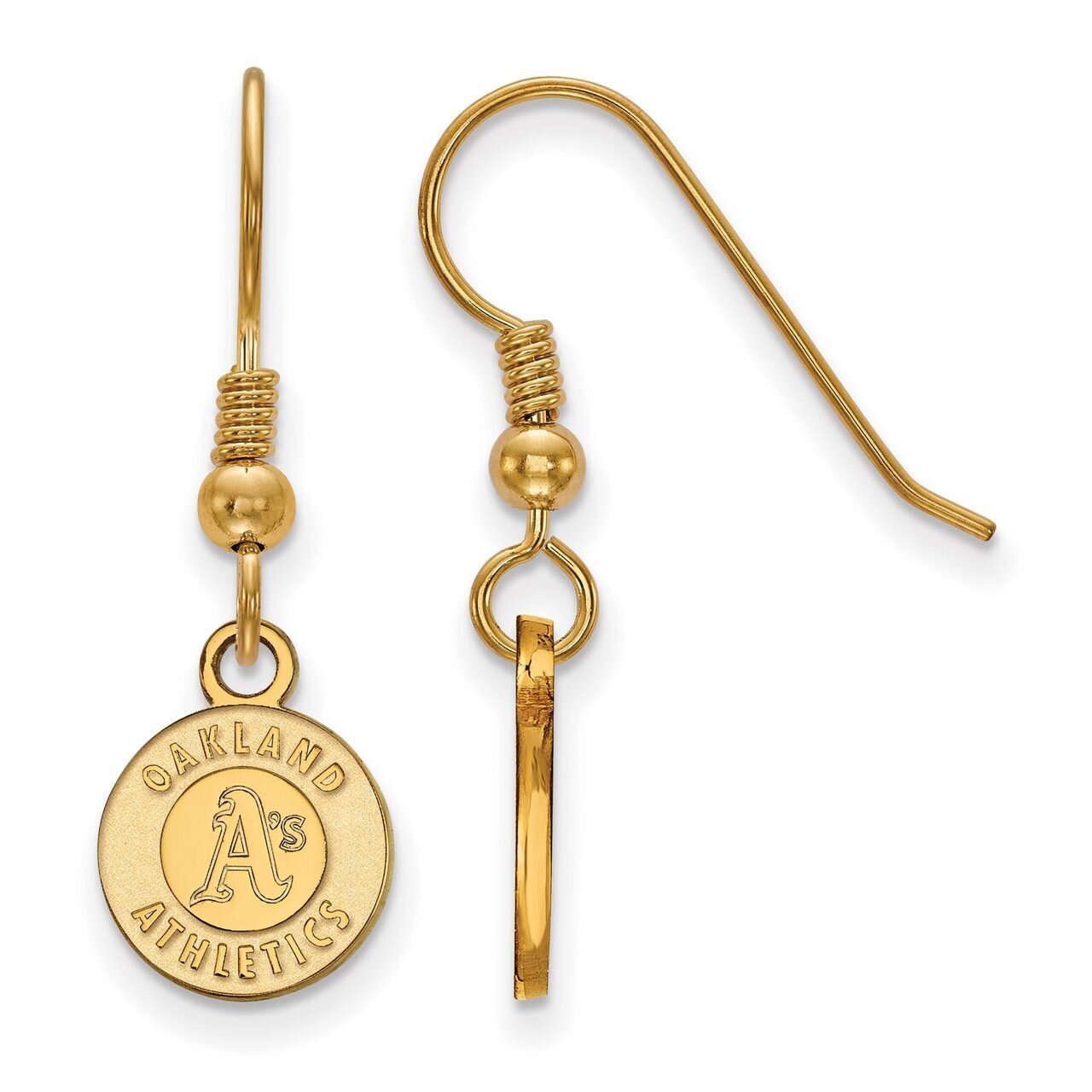 Oakland Athletics x-Small Dangle Earring Wire Gold-plated Silver GP005ATH