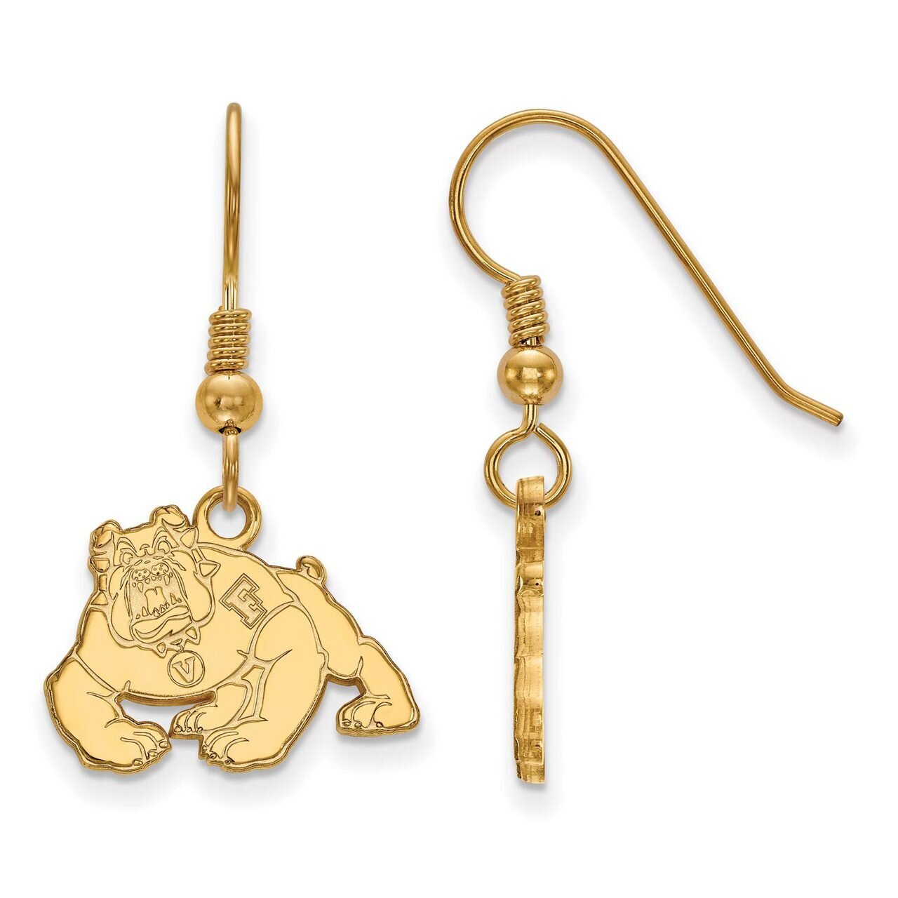 California State University Fresno Small Dangle Earring Wire Gold-plated Silver GP005CSF