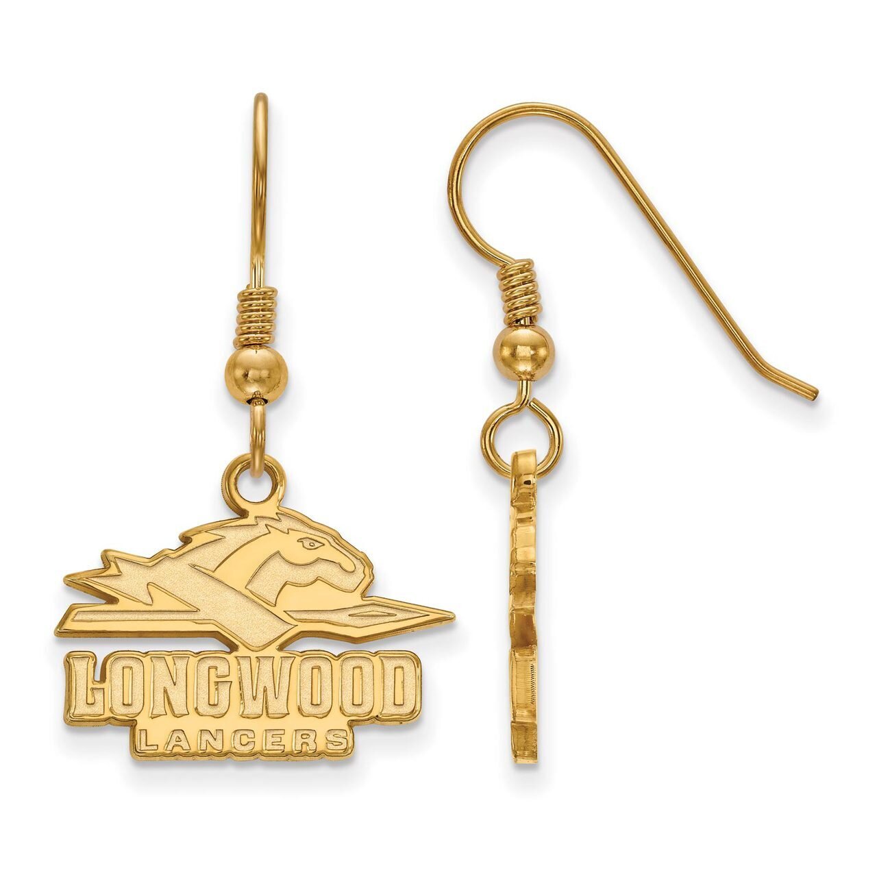 Longwood University Small Dangle Earring Wire Gold-plated Silver GP005LOC