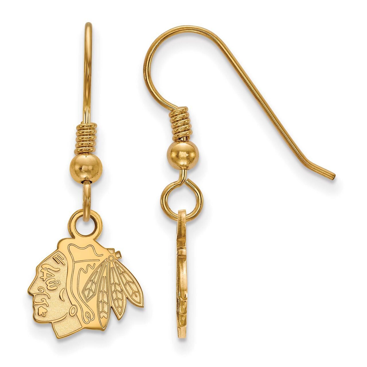 Chicago Blackhawks x-Small Dangle Earring Wire Gold-plated Silver GP006BLA, MPN: GP006BLA, 88677490…