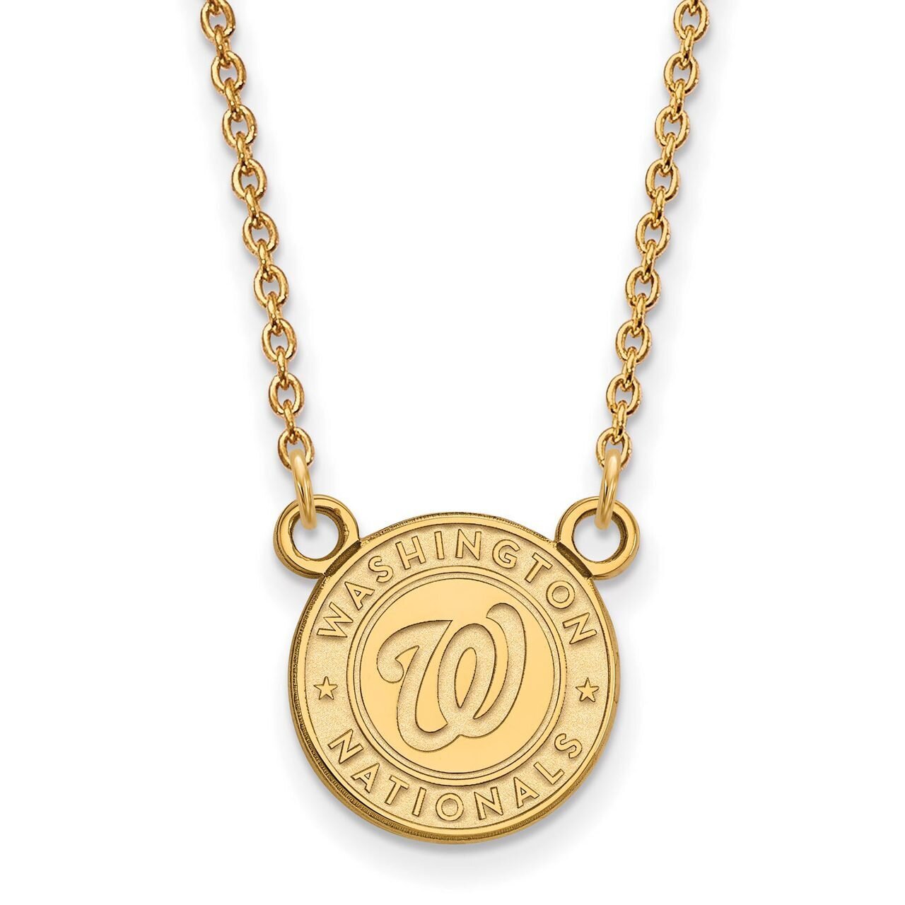 Washington Nationals Small Pendant with Chain Necklace Gold-plated Silver GP006NAT-18, MPN: GP006NA…