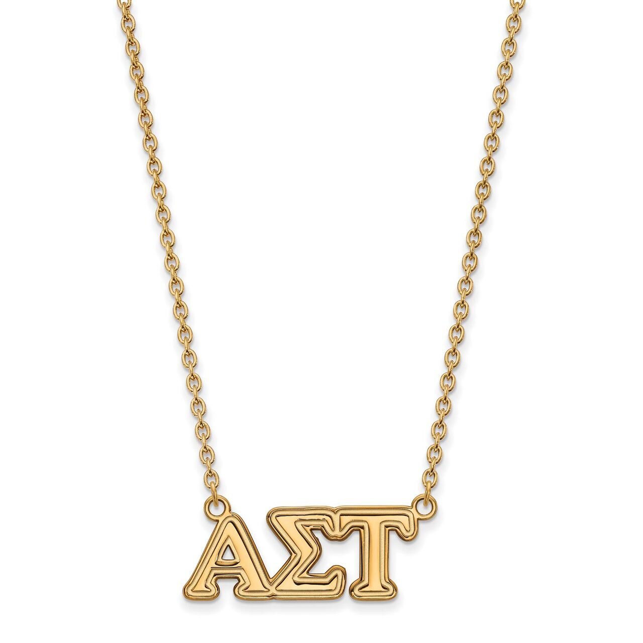 Alpha Sigma Tau Medium Pendant with 18 Inch Chain Gold-plated Silver GP007ALS-18