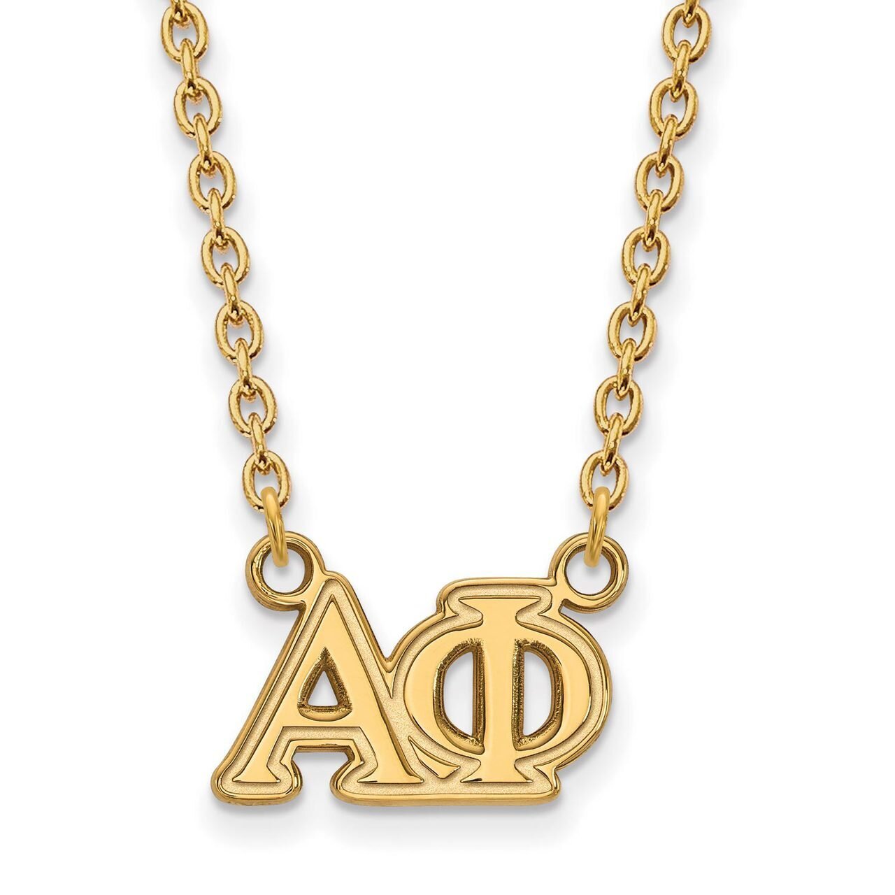 Alpha Phi Medium Pendant with 18 Inch Chain Gold-plated Silver GP007APH-18