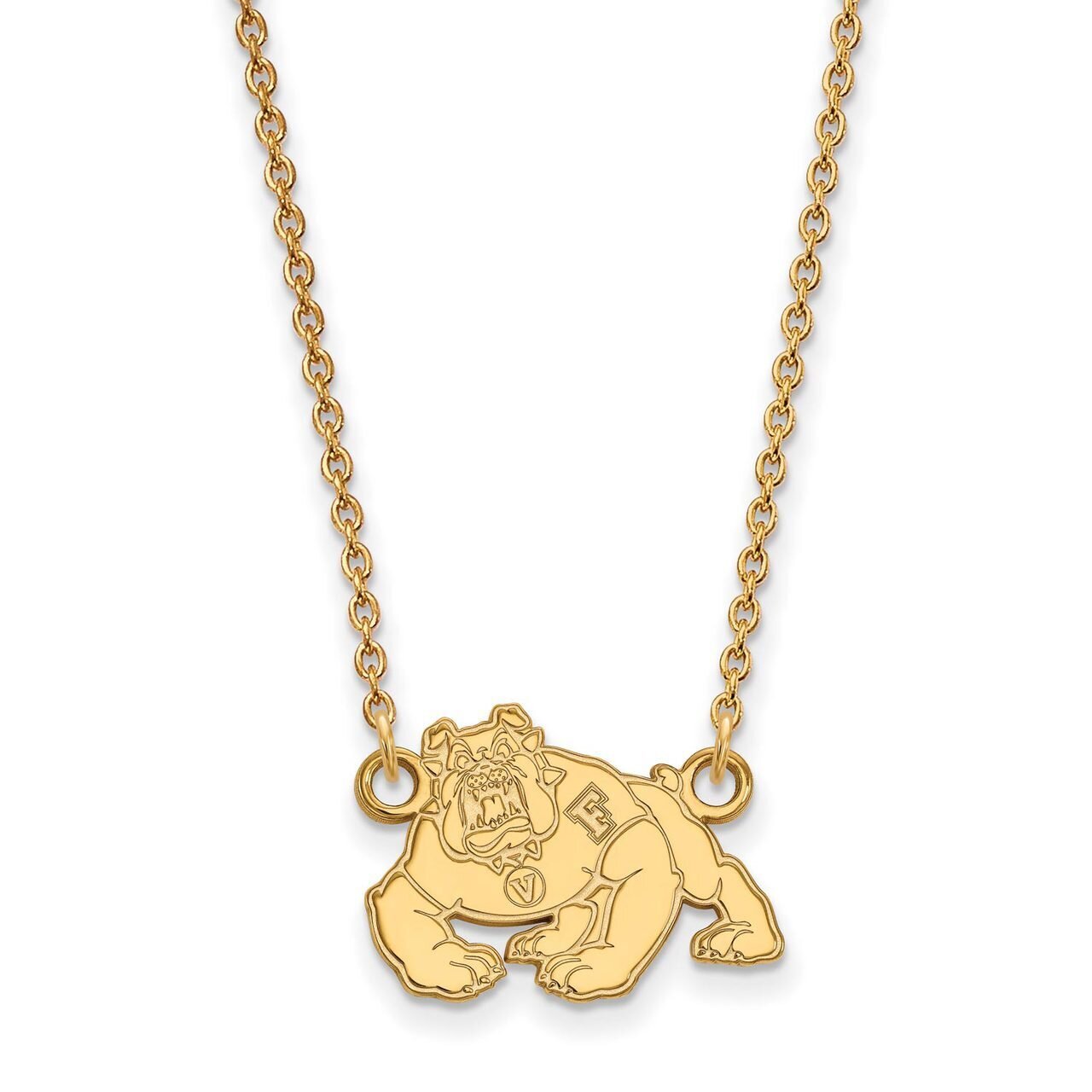 California State University Fresno Small Pendant with Chain Necklace Gold-plated Silver GP007CSF-18…