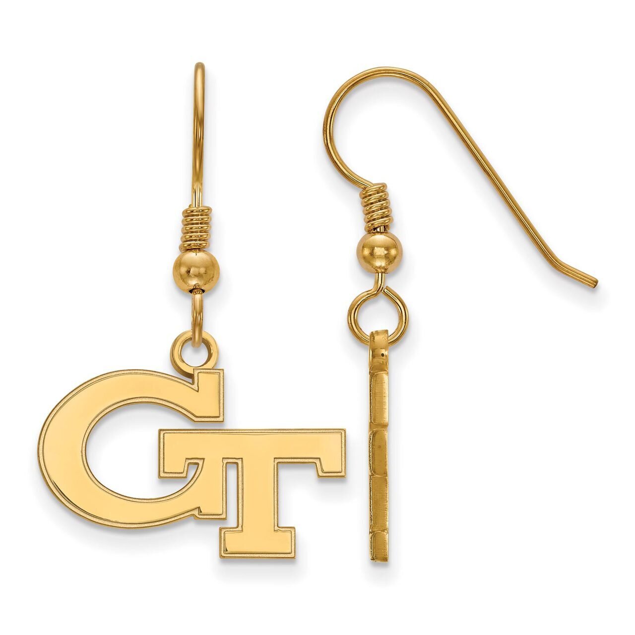 Georgia Institute of Technology Small Dangle Earring Wire Gold-plated Silver GP007GT, MPN: GP007GT,…