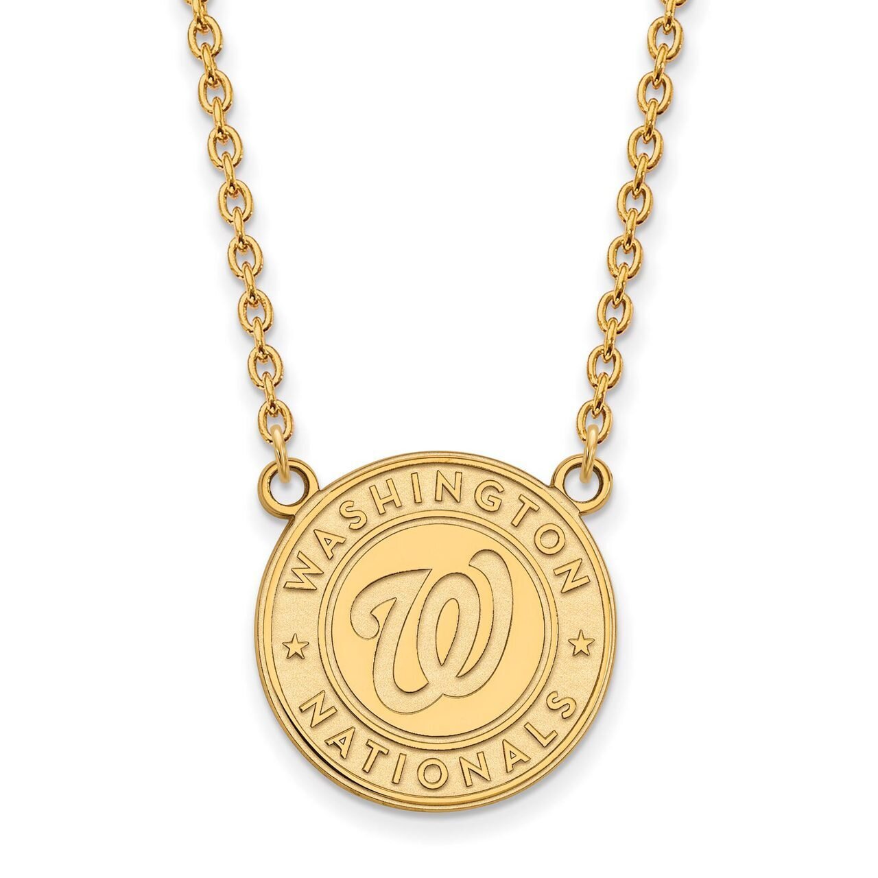Washington Nationals Large Pendant with Chain Necklace Gold-plated Silver GP007NAT-18, MPN: GP007NA…