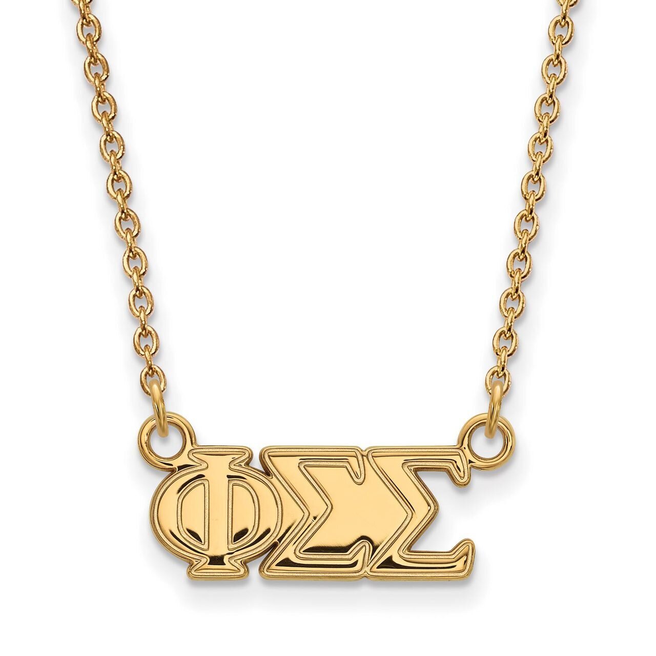 Phi Sigma Sigma Medium Pendant with 18 Inch Chain Gold-plated Silver GP007PSS-18