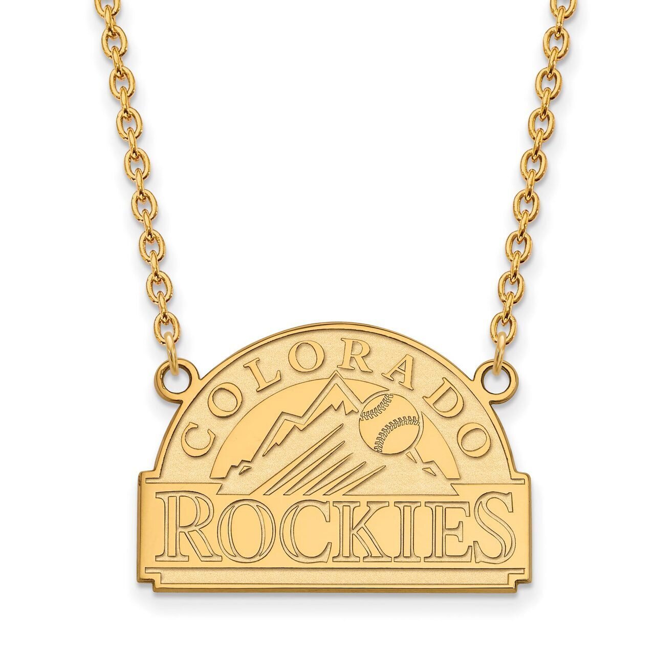 Colorado Rockies Large Pendant with Chain Necklace Gold-plated Silver GP007ROK-18, MPN: GP007ROK-18…