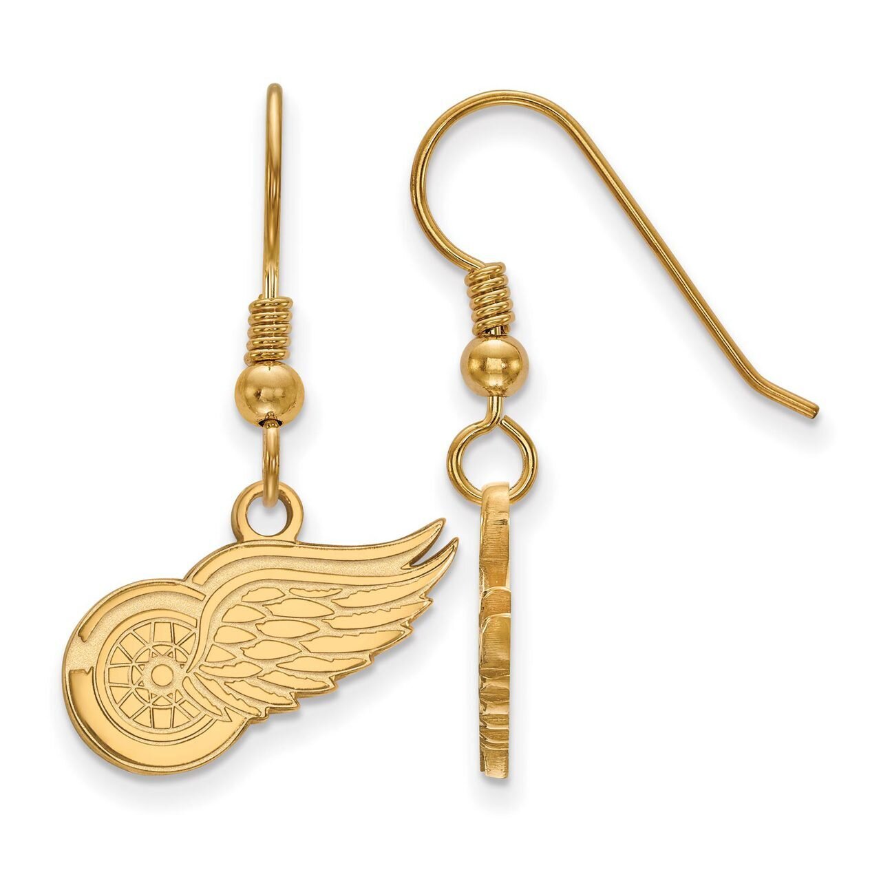 Detroit Red Wings Small Dangle Earring Wire Gold-plated Silver GP007RWI