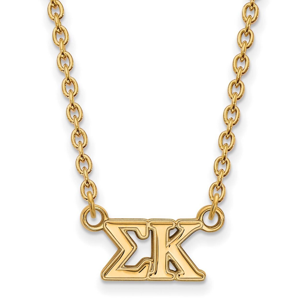 Sigma Kappa Medium Pendant with 18 Inch Chain Gold-plated Silver GP007SKP-18
