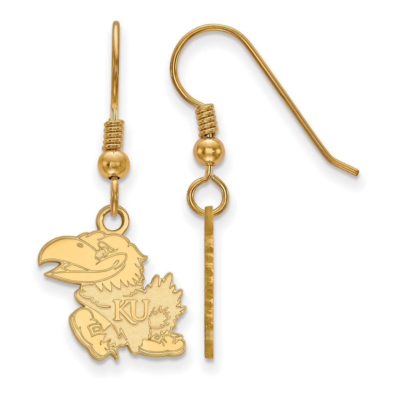 University of Kansas Small Dangle Earring Wire Gold-plated Silver GP007UKS