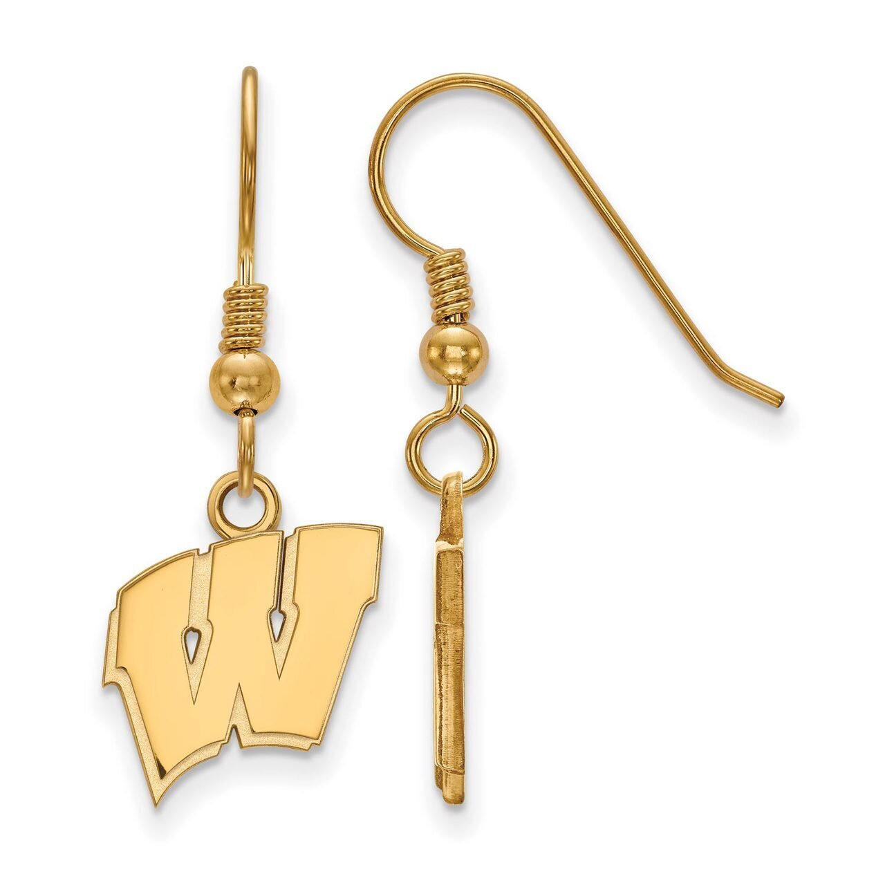 University of Wisconsin Small Dangle Earring Wire Gold-plated Silver GP007UWI, MPN: GP007UWI, 88677…