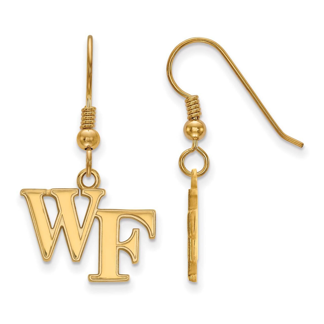 Wake Forest University Small Dangle Earring Wire Gold-plated Silver GP007WFU, MPN: GP007WFU, 886774…
