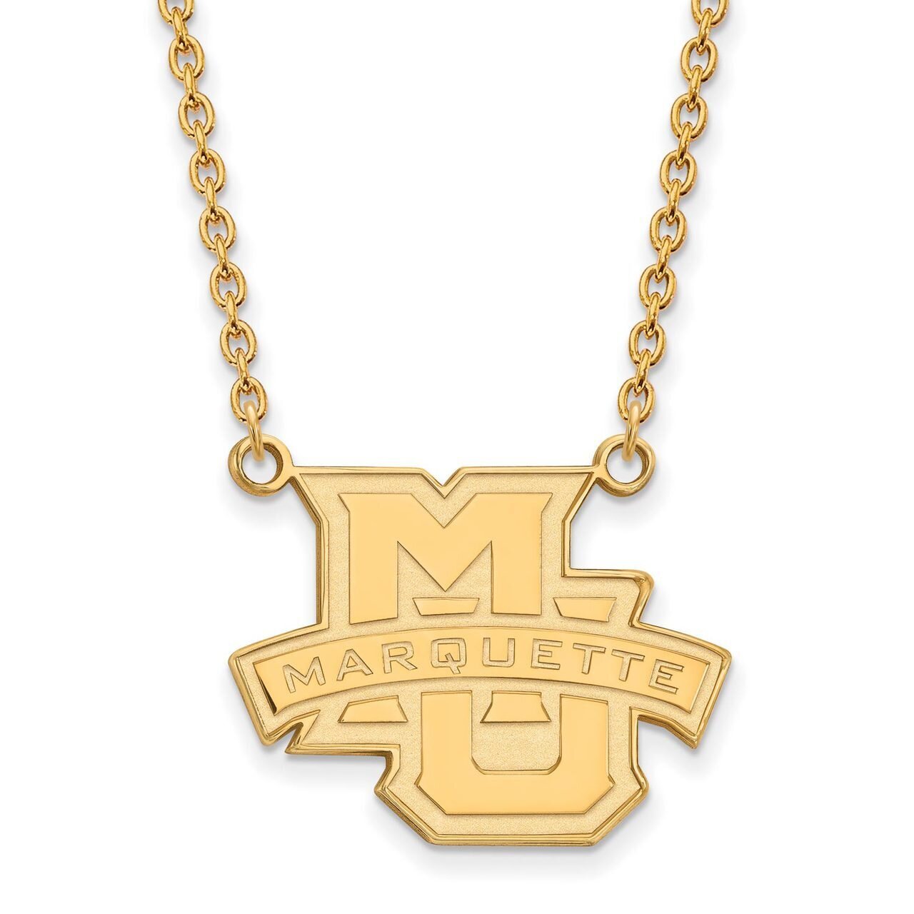 Marquette University Large Pendant with Chain Necklace Gold-plated Silver GP008MAR-18, MPN: GP008MA…