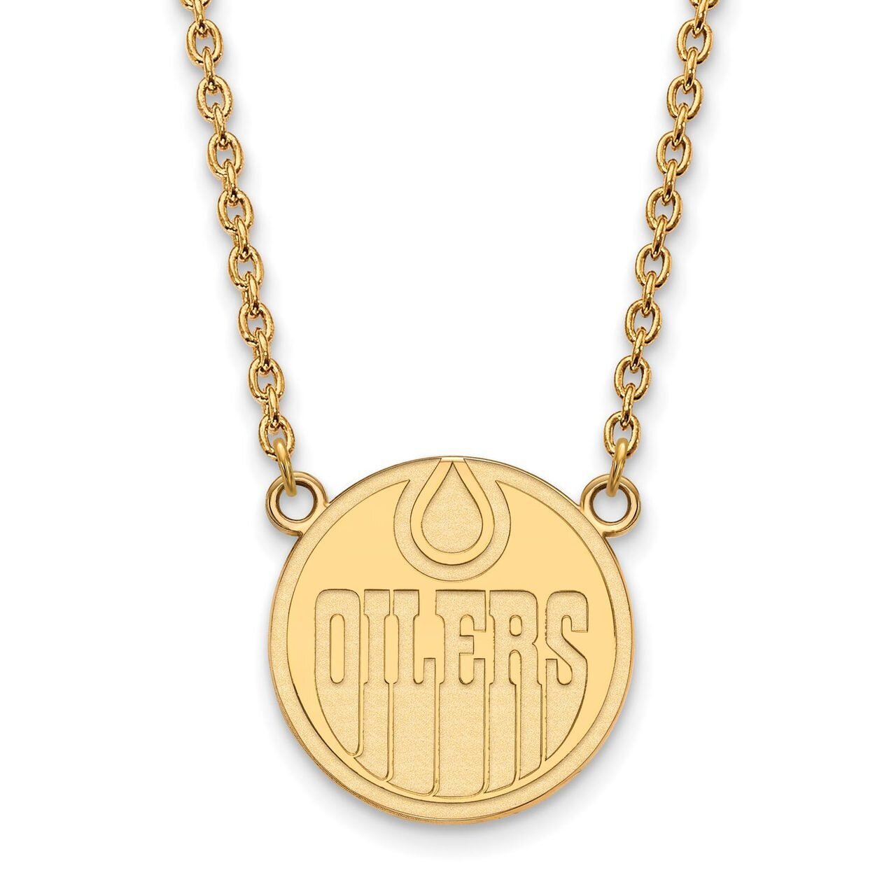 Edmonton Oilers Large Pendant with Chain Necklace Gold-plated Silver GP008OIL-18