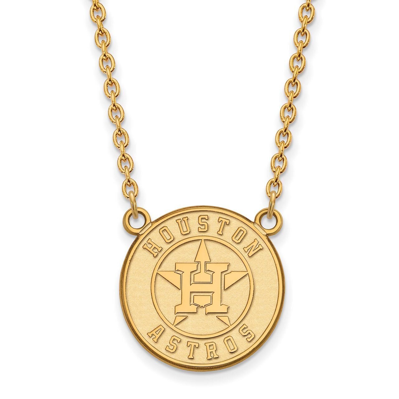 Houston Astros Large Pendant with Chain Necklace Gold-plated Silver GP009AST-18, MPN: GP009AST-18, …