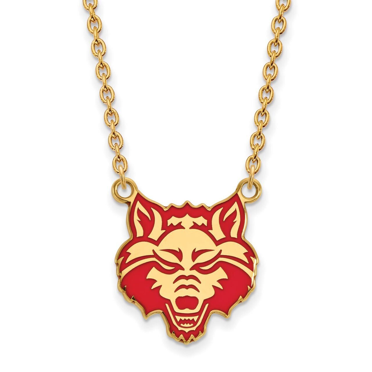 Arkansas State Unviersity Enamel Large Pendant with Chain Necklace Gold-plated Silver GP009ASU-18, …