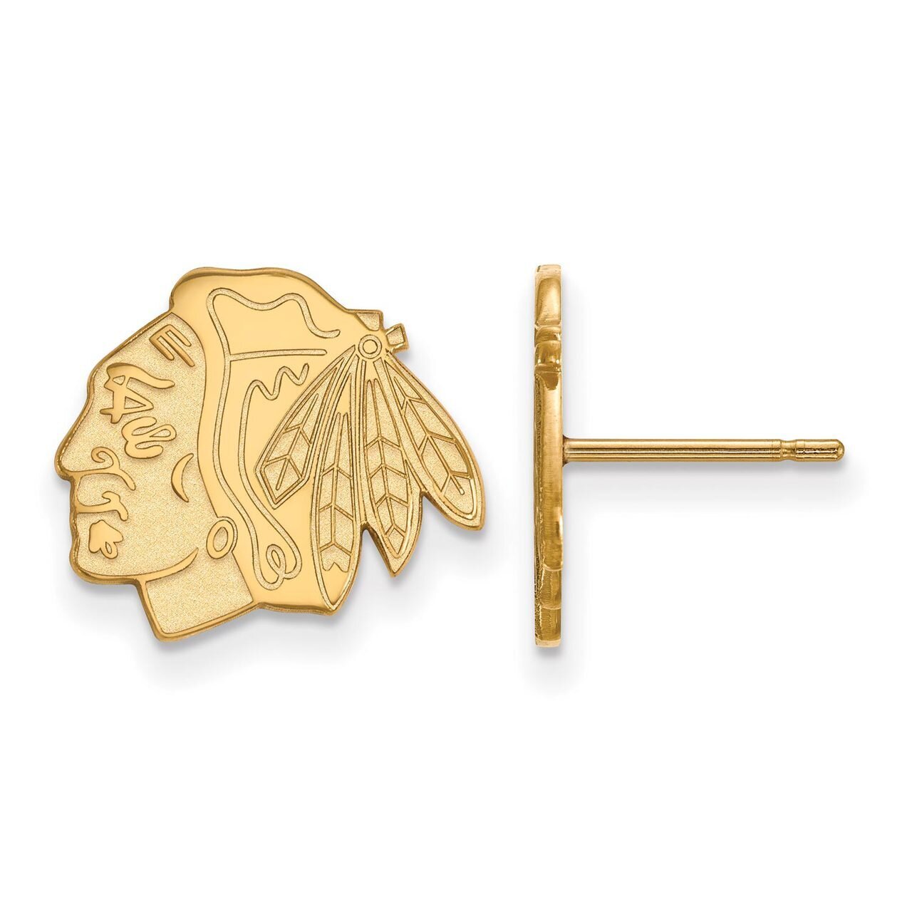 Chicago Blackhawks Small Post Earring Gold-plated Silver GP009BLA, MPN: GP009BLA, 886774908816