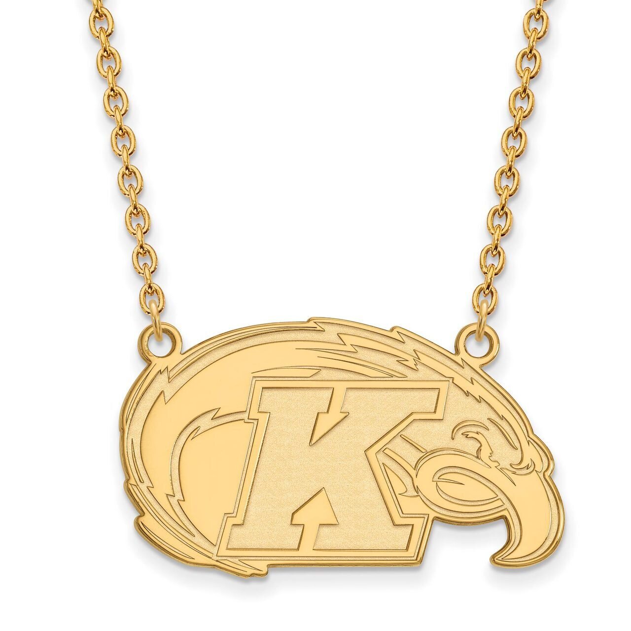 Kent State University Large Pendant with Chain Necklace Gold-plated Silver GP009KEN-18