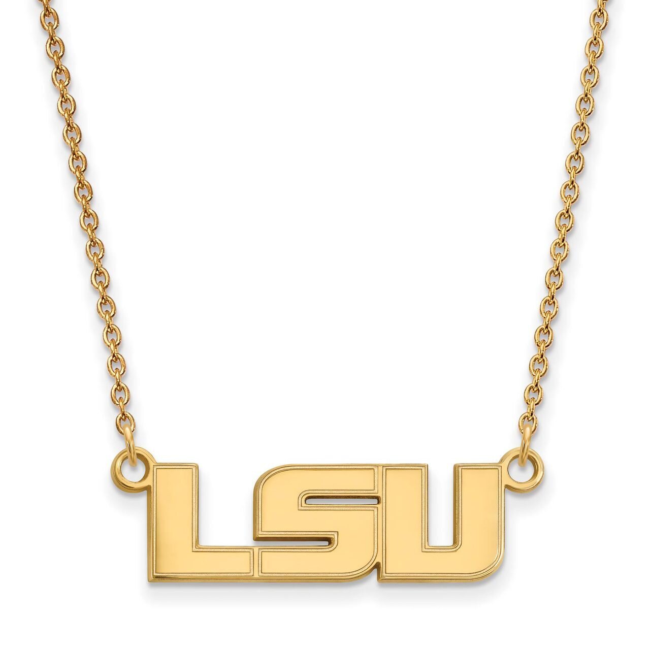 Louisiana State University Small Pendant with Chain Necklace Gold-plated Silver GP009LSU-18, MPN: G…