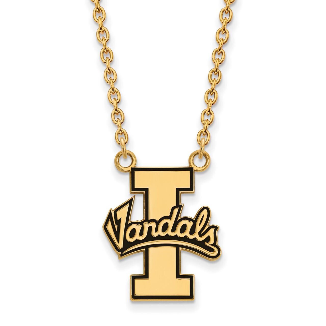 University of Idaho Large Enamel Pendant with Chain Necklace Gold-plated Silver GP009UID-18