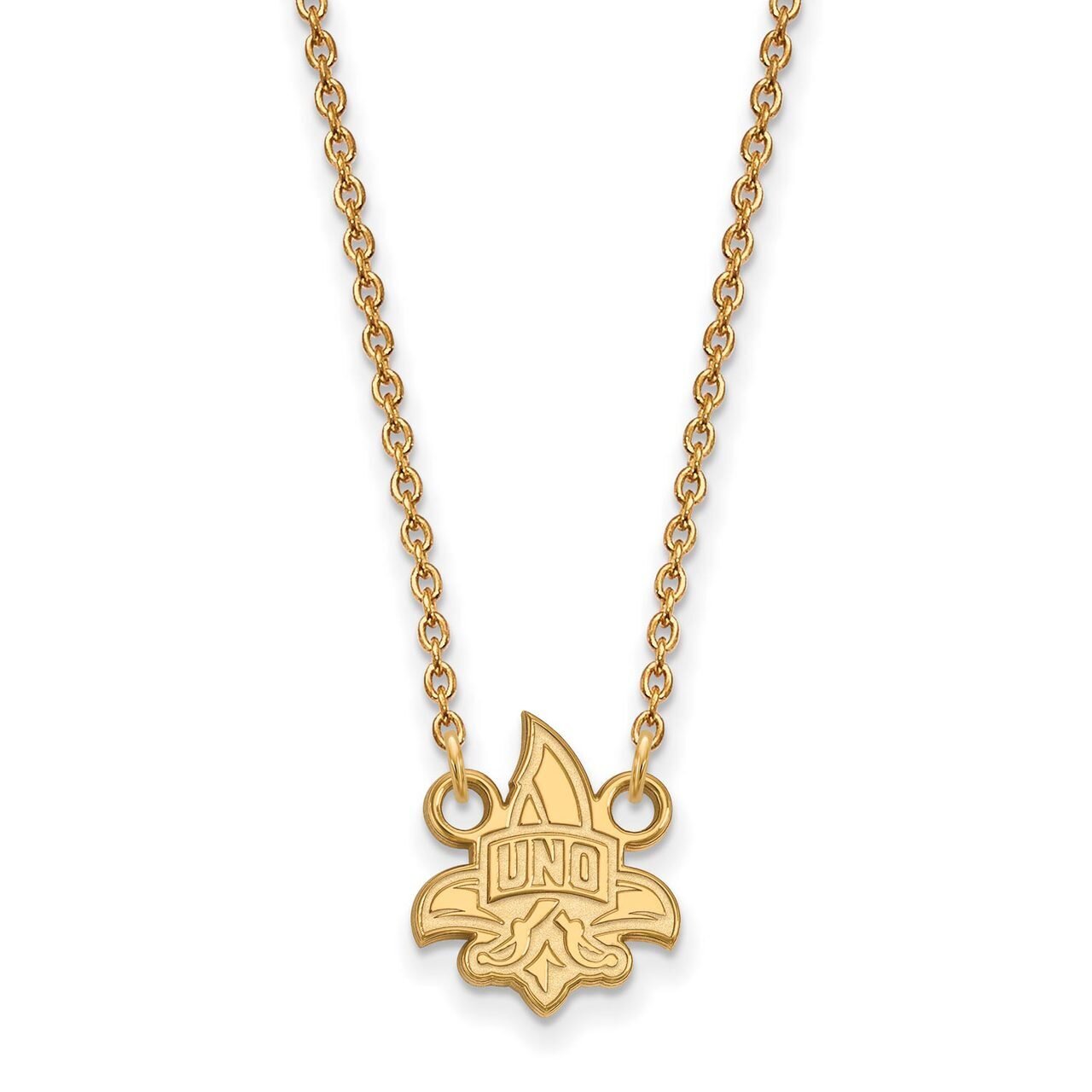 University of New Orleans Small Pendant with Chain Necklace Gold-plated Silver GP009UNO-18, MPN: GP…