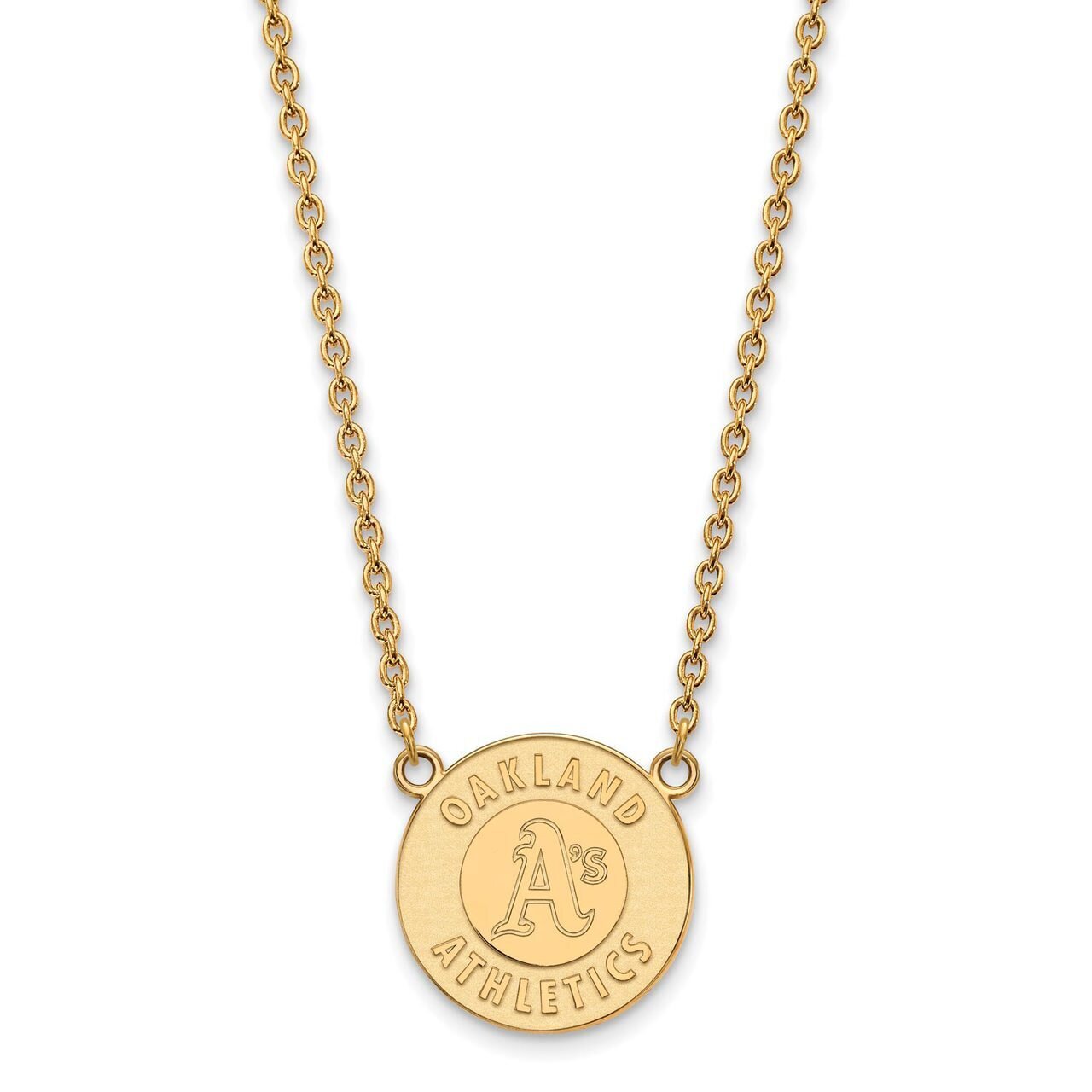 Oakland Athletics Large Pendant with Chain Necklace Gold-plated Silver GP010ATH-18