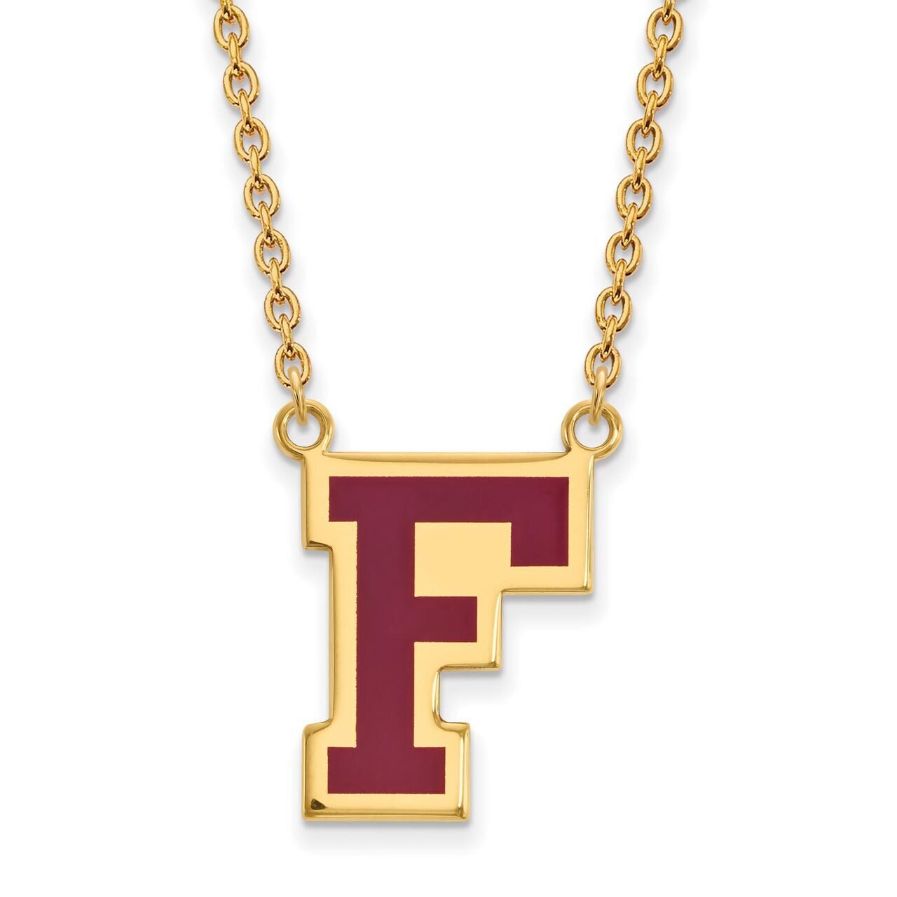 Fordham University Enamel Large Pendant with Chain Necklace Gold-plated Silver GP010FOU-18