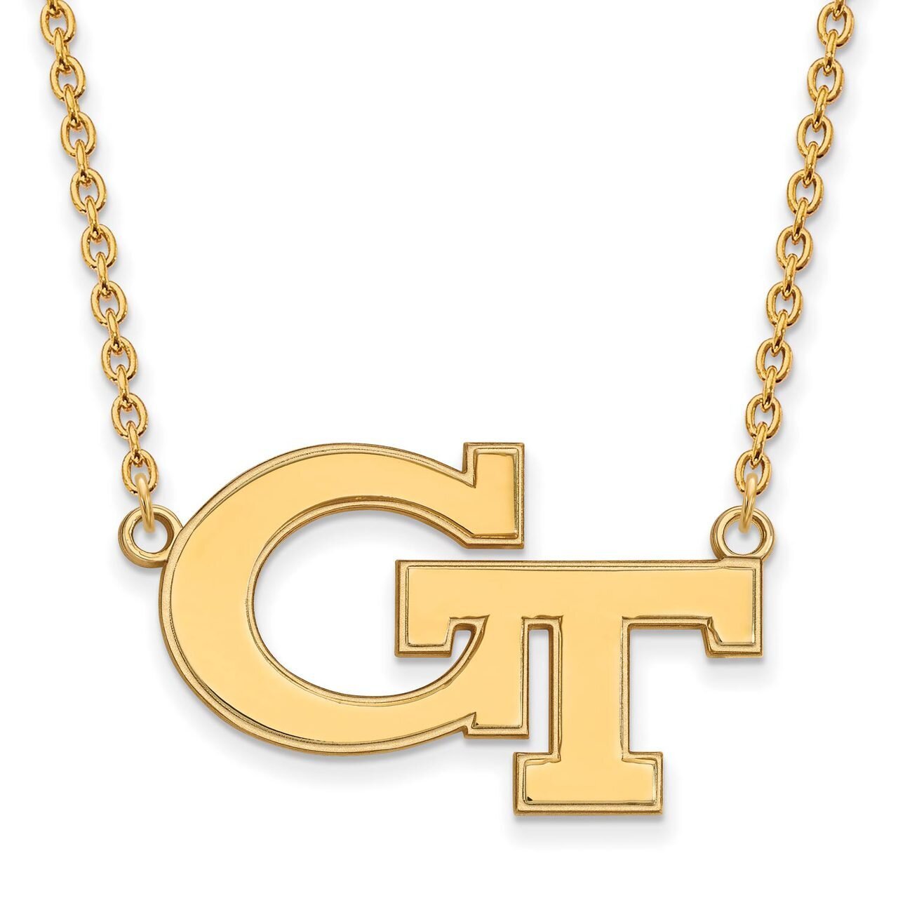 Georgia Institute of Technology Large Pendant with Chain Necklace Gold-plated Silver GP010GT-18, MP…