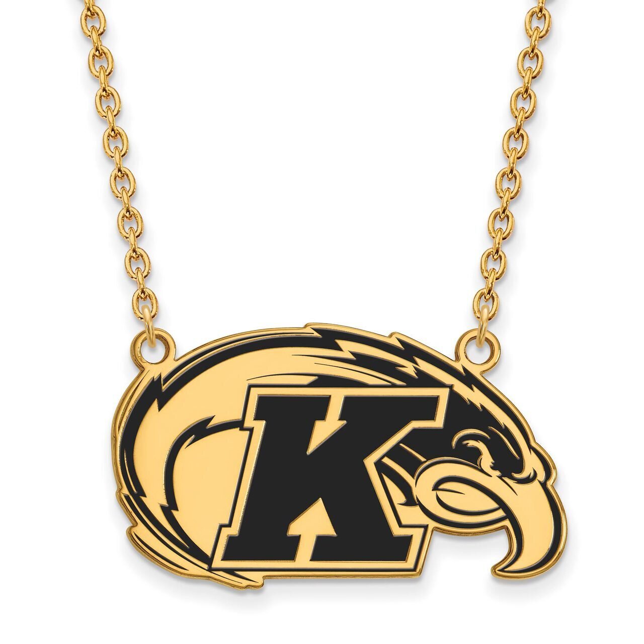 Kent State University Large Enamel Pendant with Chain Necklace Gold-plated Silver GP010KEN-18