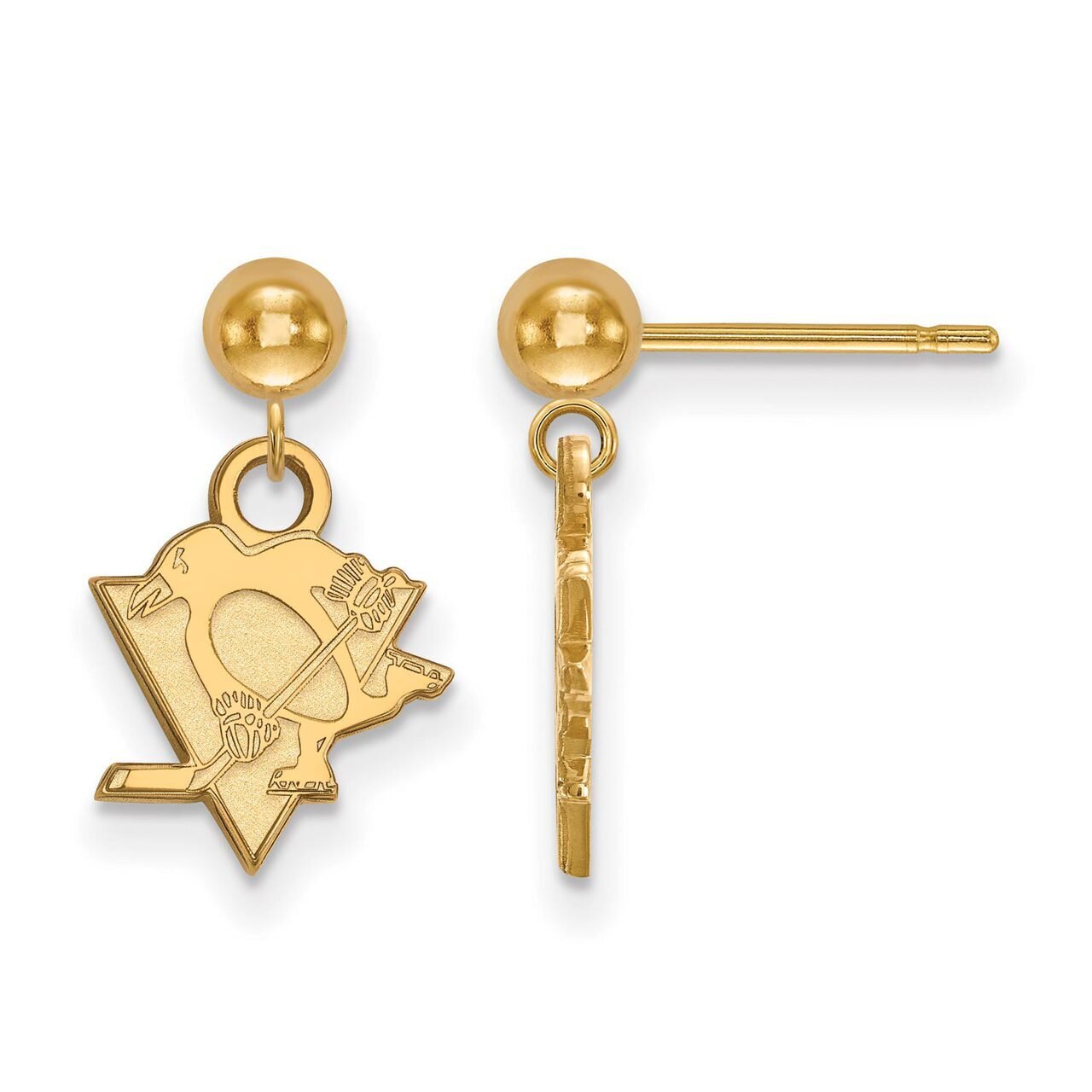 Pittsburh Penguins Earring Dangle Ball Gold-plated Silver GP010PEN, MPN: GP010PEN, 886774911236