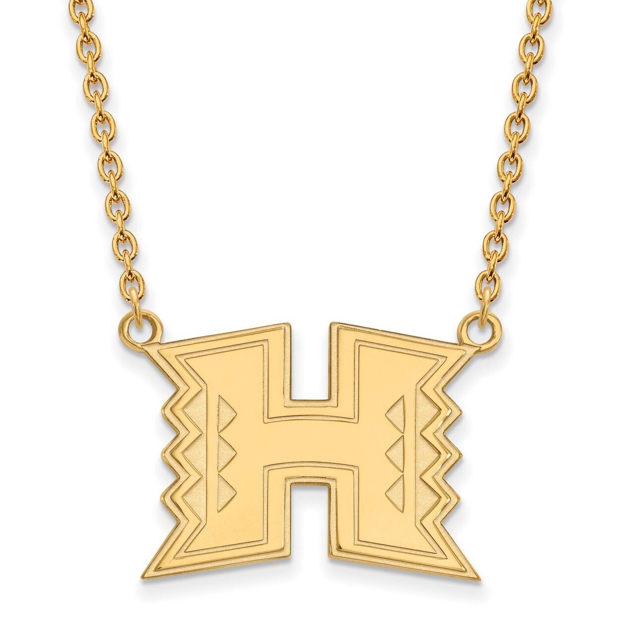 The University of Hawaii Large Pendant with Chain Necklace Gold-plated Silver GP010UHI-18