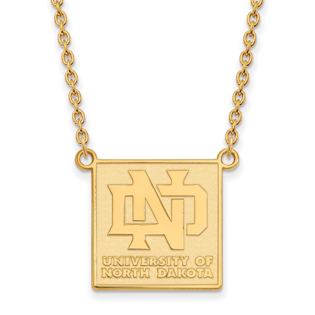 University of North Dakota Large Pendant with Chain Necklace Gold-plated Silver GP010UNOD-18