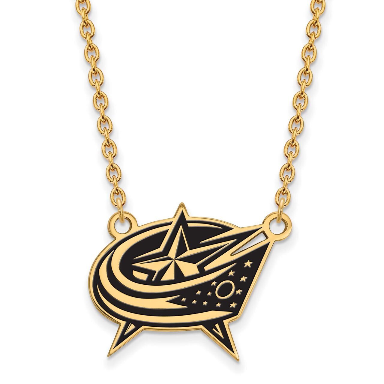 Columbus Blue Jackets Large Enamel Pendant with Chain Necklace Gold-plated Silver GP011BJA-18