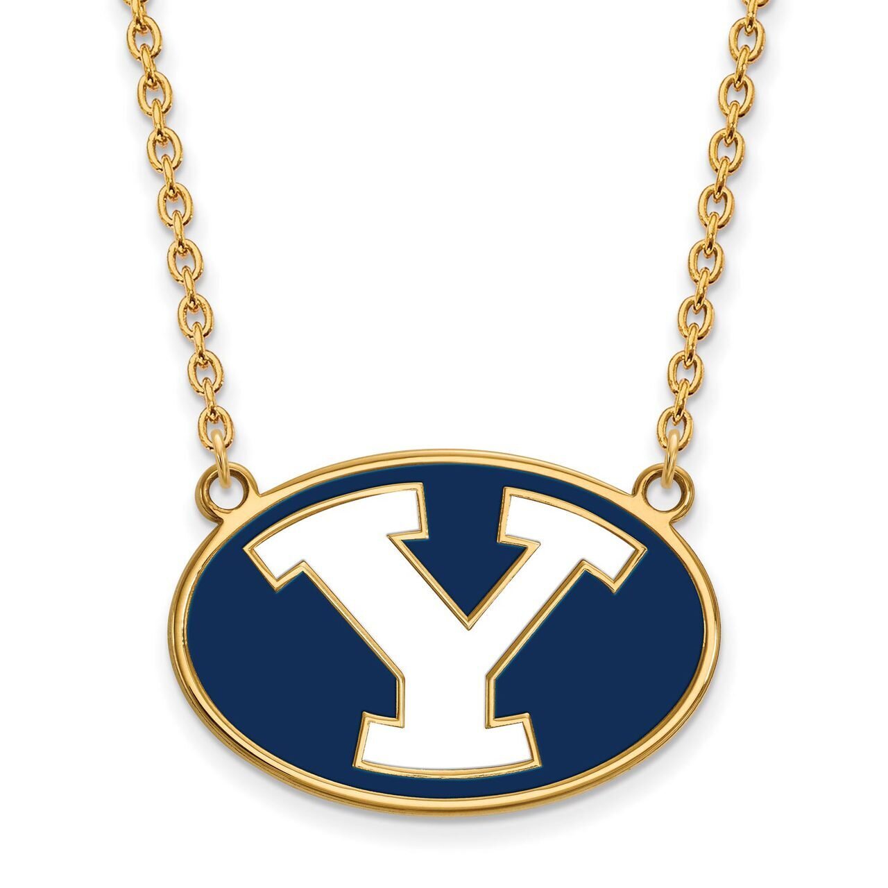 Brigham Young University Enamel Large Pendant with Chain Necklace Gold-plated Silver GP011BYU-18