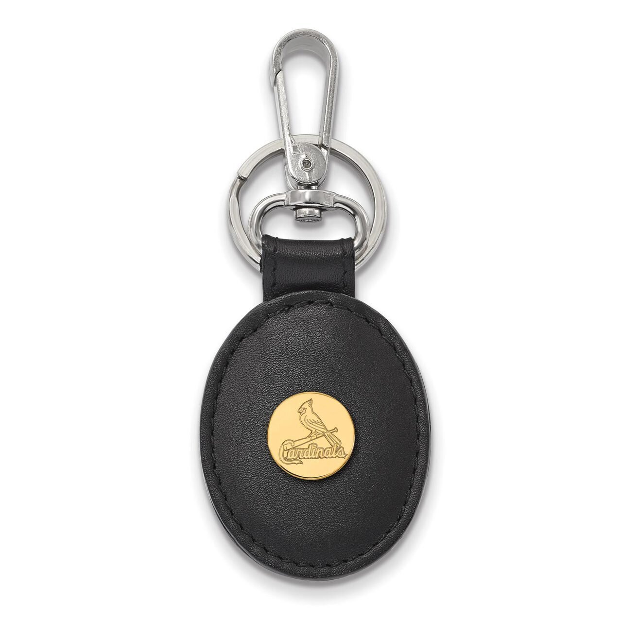 Saint Louis Cardinals Black Leather Oval Key Chain Gold-plated Silver GP011CRD-K1, MPN: GP011CRD-K1…