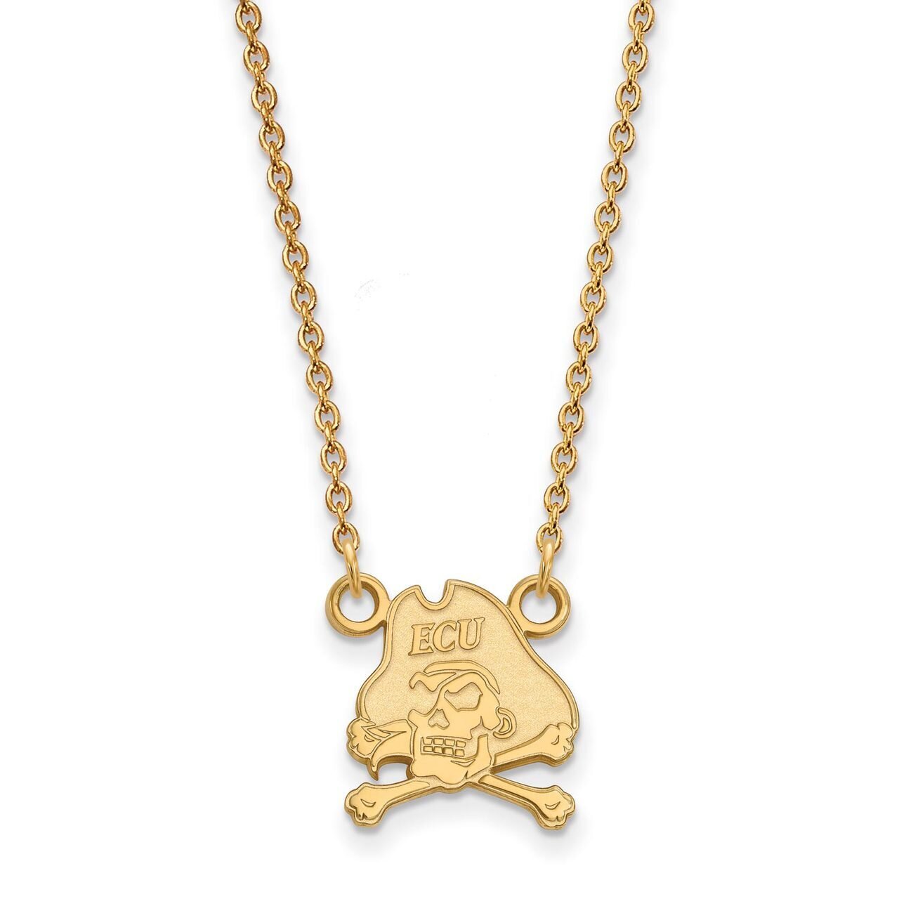 East Carolina University Small Pendant with Chain Necklace Gold-plated Silver GP011ECU-18