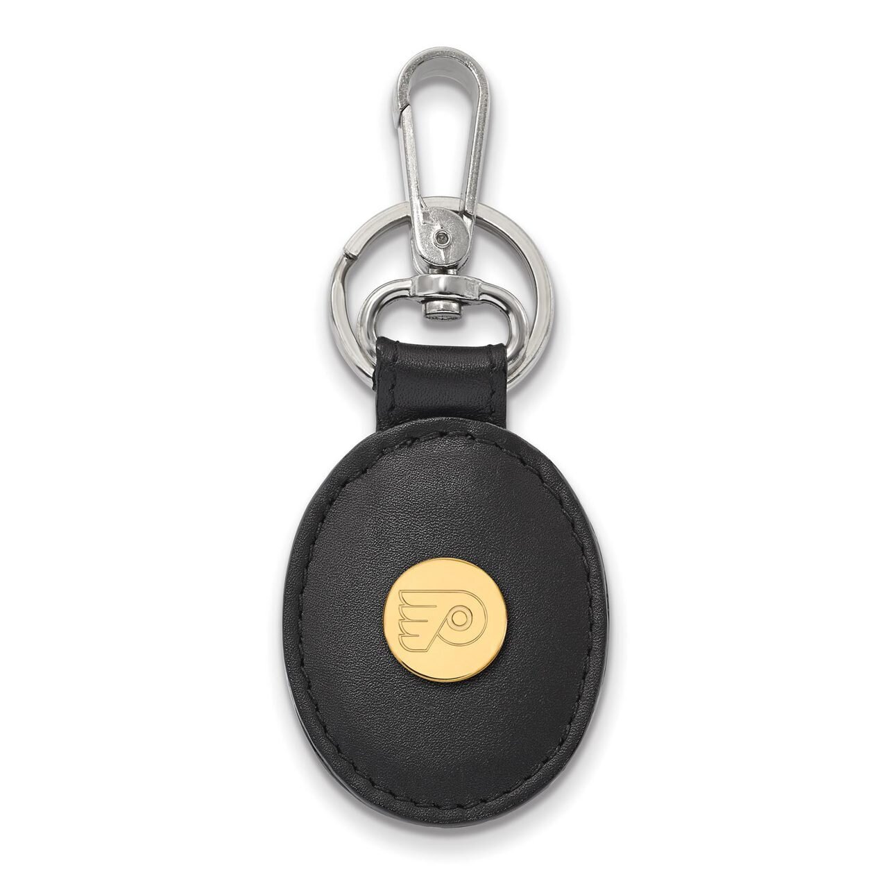 Philadelphia Flyers Black Leather Oval Key Chain Gold-plated Silver GP011FLY-K1, MPN: GP011FLY-K1, …