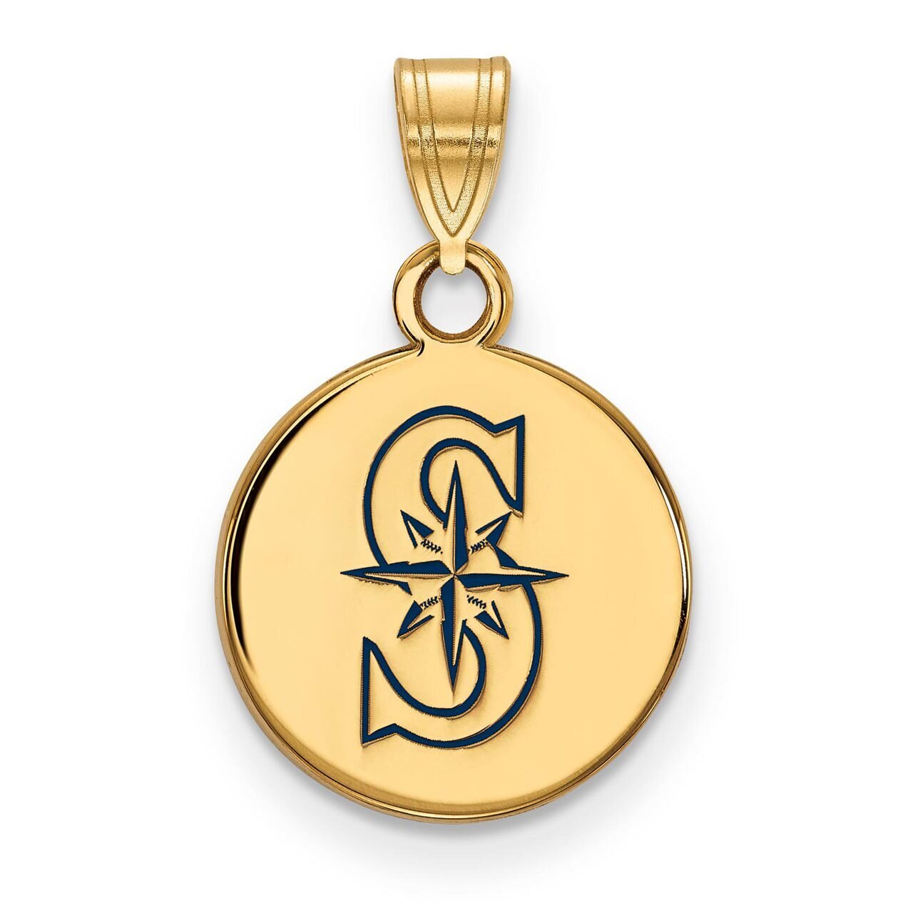 Seattle Mariners Small Enamel Disc Pendant Gold-plated Silver GP011MRN, MPN: GP011MRN, 886774912820