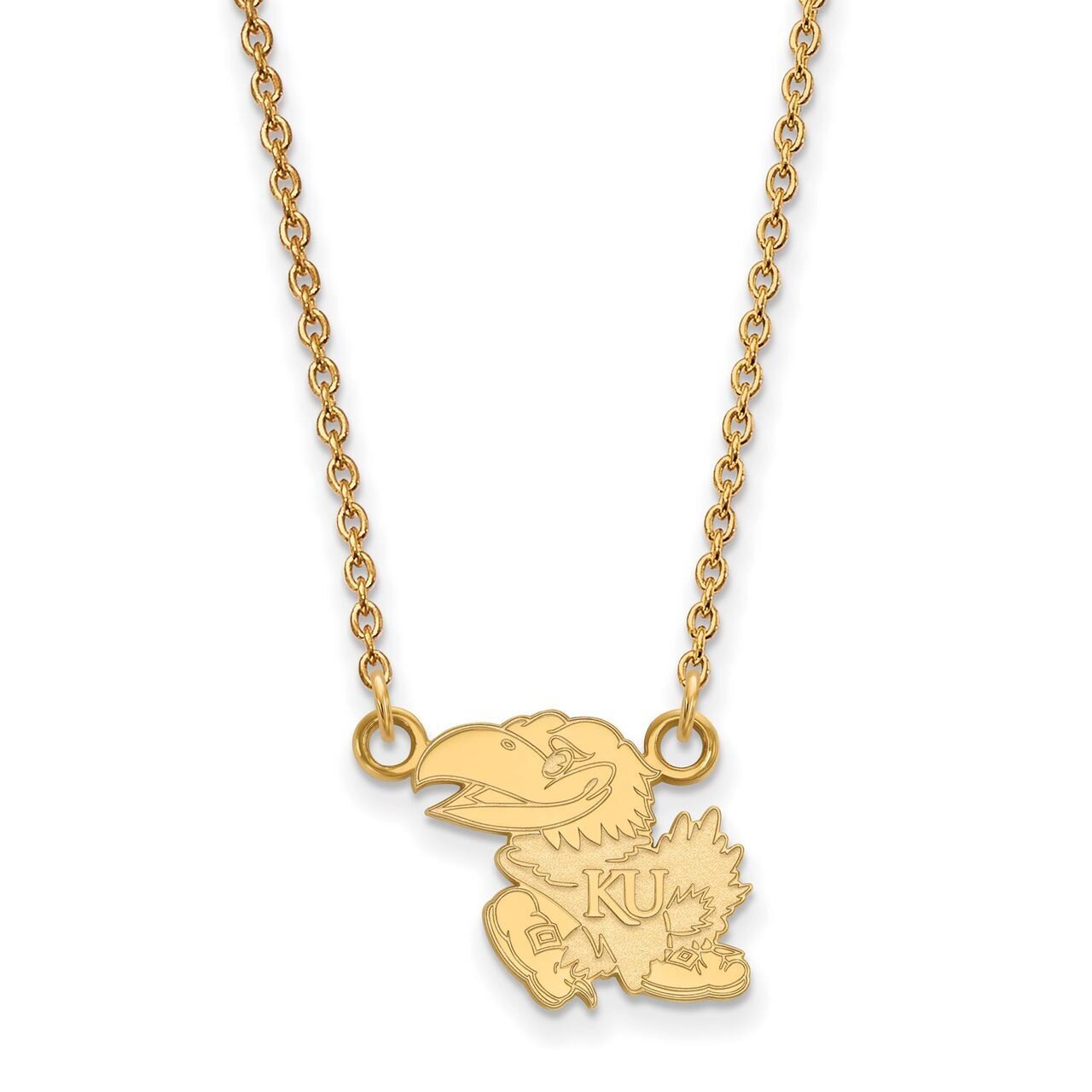 University of Kansas Small Pendant with Chain Necklace Gold-plated Silver GP011UKS-18