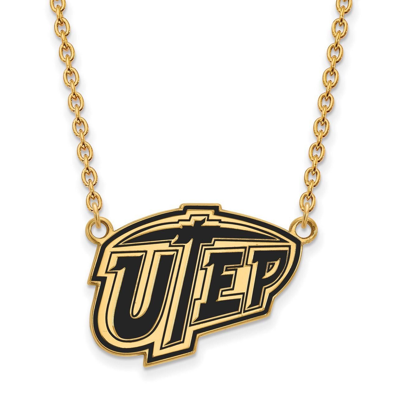 The University of Texas at El Paso Large Enamel Pendant with Chain Necklace Gold-plated Silver GP01…